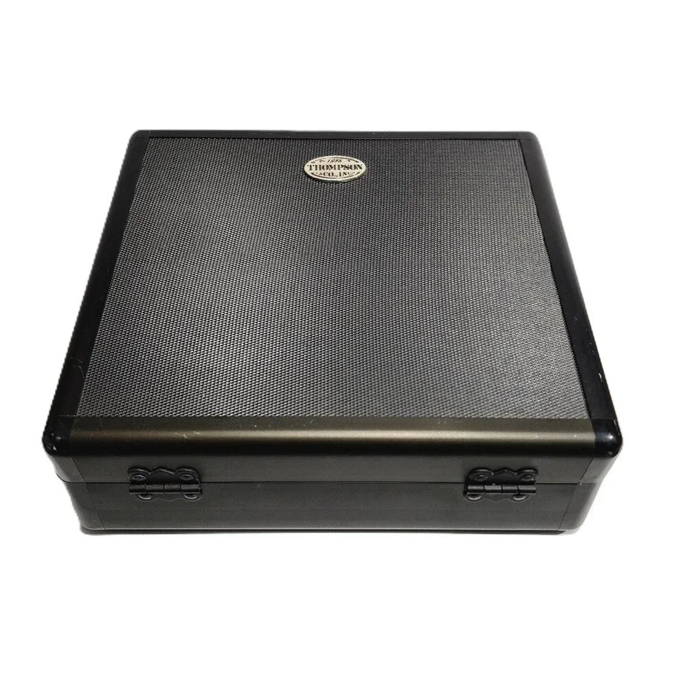 1915 Thompson & Co. Inc. Black & Silver Metal Travel Humidor Cigar & Acces Case